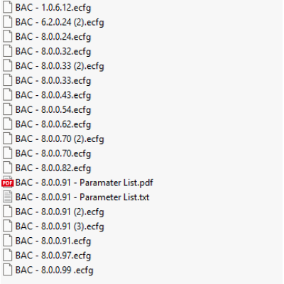 BAC ecfg files