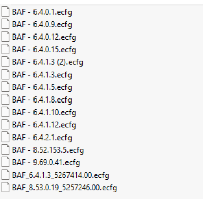 BAF ecfg files