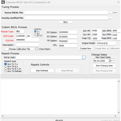 Cummins Incal tool 9.1